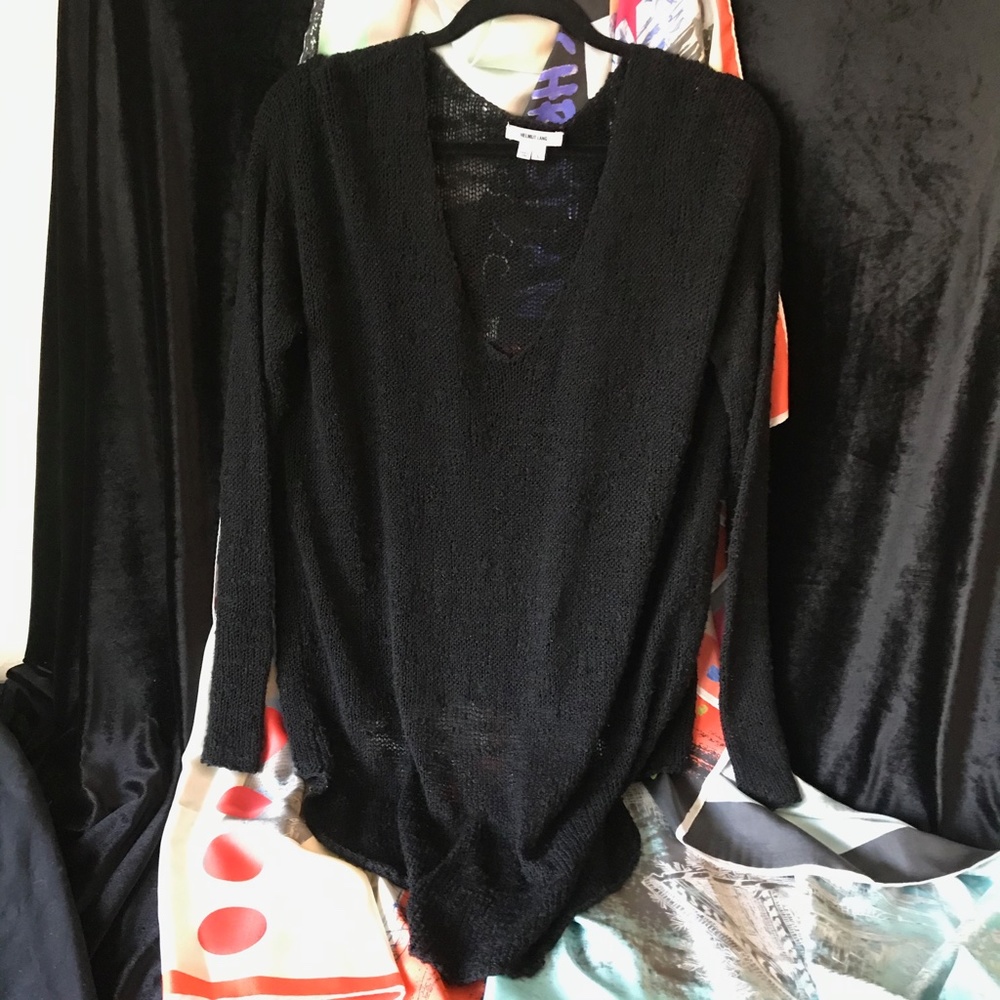 Helmut Lang Silk Loose Weave Asymmetrical Sweater